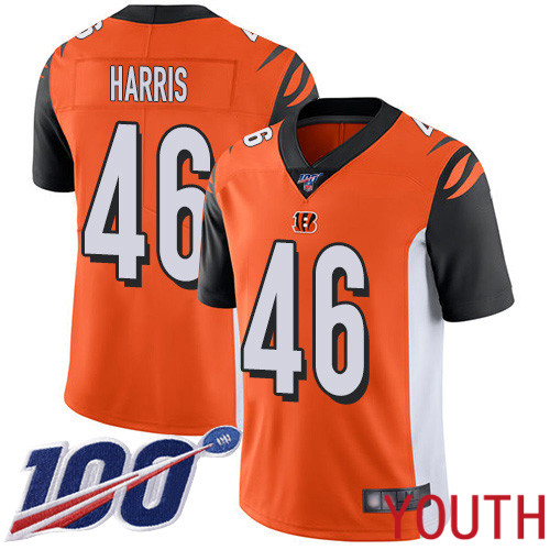 Cincinnati Bengals Limited Orange Youth Clark Harris Alternate Jersey NFL Footballl #46 100th Season Vapor Untouchable